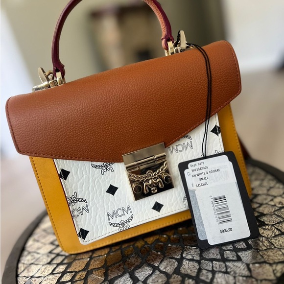 MCM Wn white & cognac small satchel - Picture 2 of 4